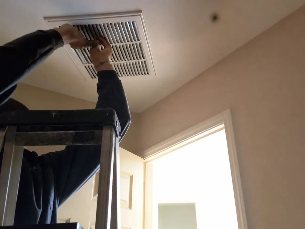 Air Duct Cleaning repair technician on the job in Cape Coral, FL